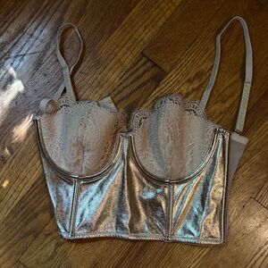 NWT Victoria’s Secret Dream Angels Metallic Lace Bustier – 32D